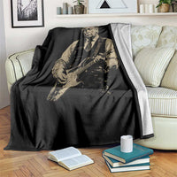 US Nation's Leader Playing Electic Rock Guitar Retro Vintage Throw Blanket