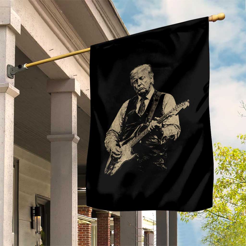 US Nation's Leader Playing Electic Rock Guitar Retro Vintage Garden Flag