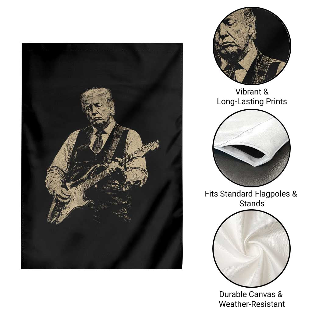 US Nation's Leader Playing Electic Rock Guitar Retro Vintage Garden Flag