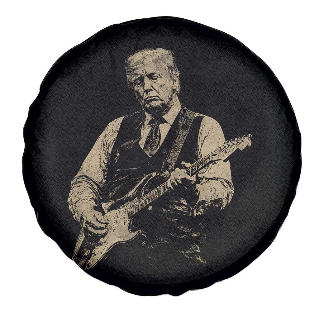US Nation's Leader Playing Electic Rock Guitar Retro Vintage Spare Tire Cover
