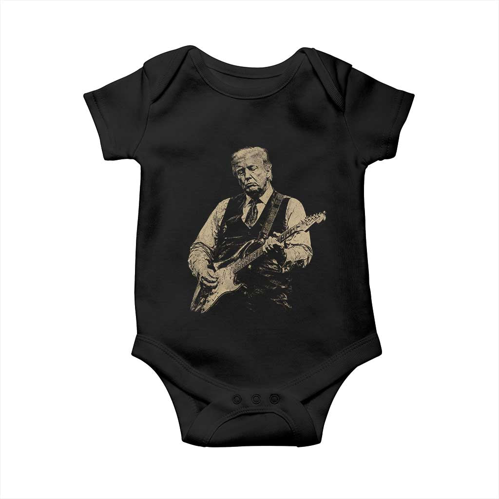 US Nation's Leader Playing Electic Rock Guitar Retro Vintage Baby Onesie