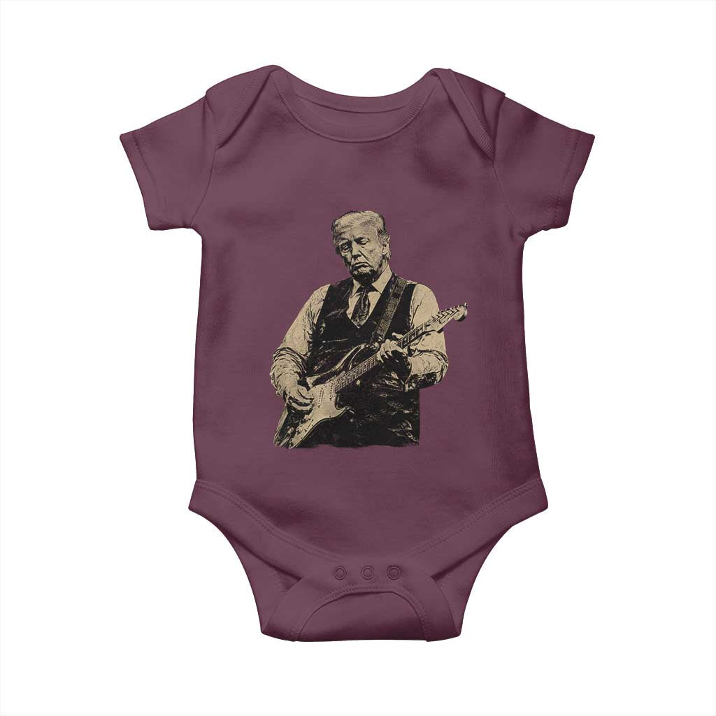 US Nation's Leader Playing Electic Rock Guitar Retro Vintage Baby Onesie