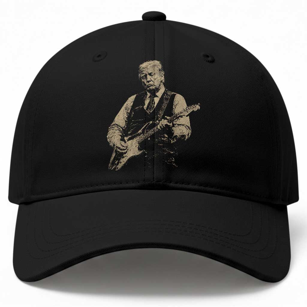 US Nation's Leader Playing Electic Rock Guitar Retro Vintage Baseball Cap