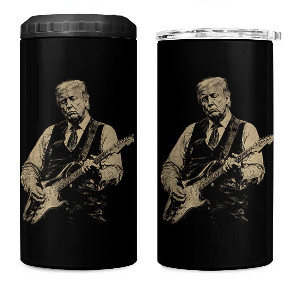 US Nation's Leader Playing Electic Rock Guitar Retro Vintage 4 in 1 Can Cooler Tumbler