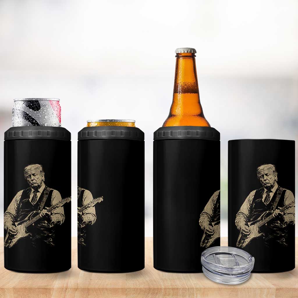 US Nation's Leader Playing Electic Rock Guitar Retro Vintage 4 in 1 Can Cooler Tumbler