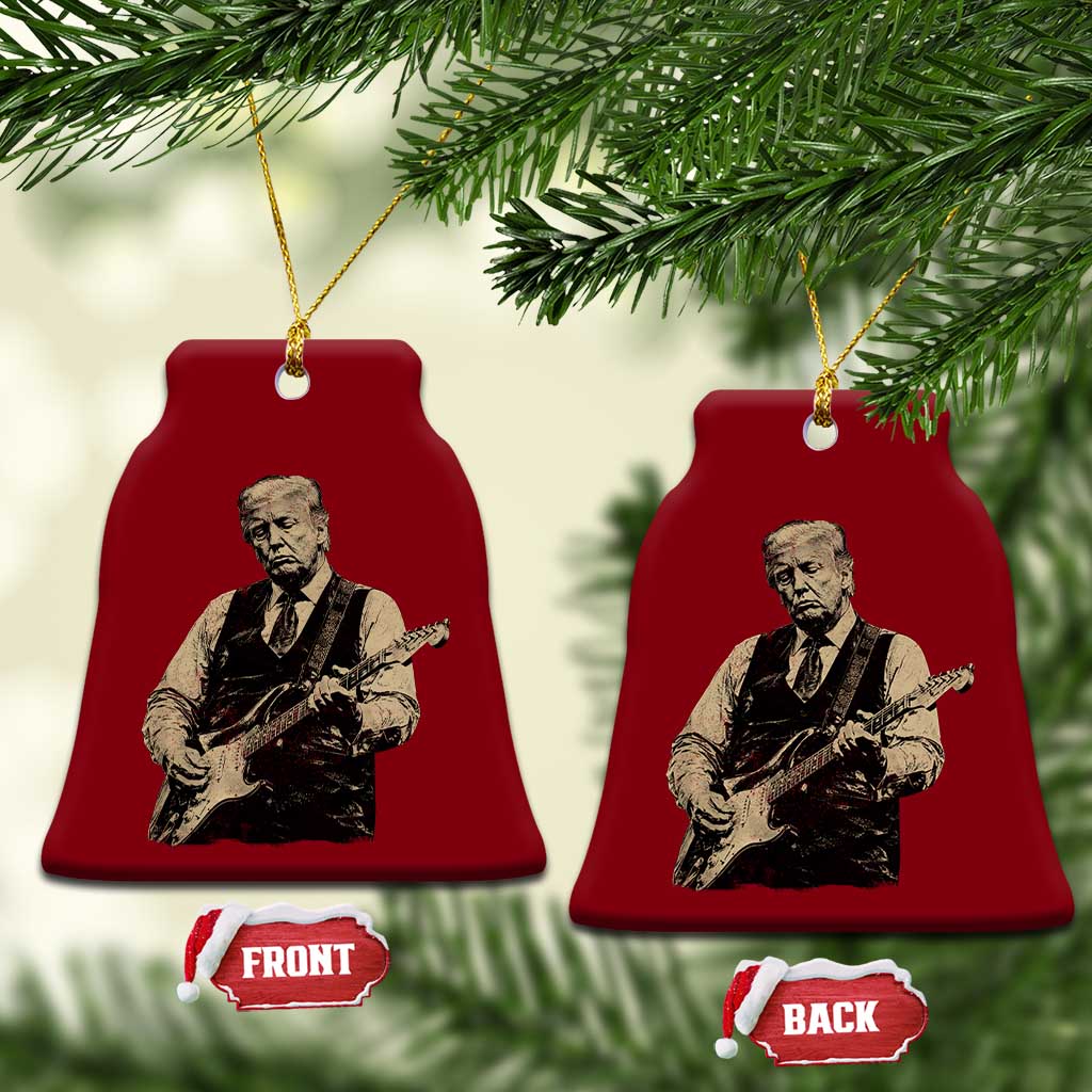 US Nation's Leader Playing Electic Rock Guitar Retro Vintage Ceramic Ornament