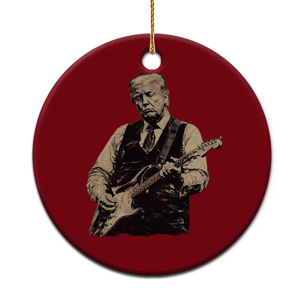 US Nation's Leader Playing Electic Rock Guitar Retro Vintage Ceramic Ornament