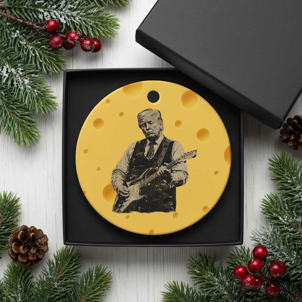 US Nation's Leader Playing Electic Rock Guitar Retro Vintage Ceramic Ornament