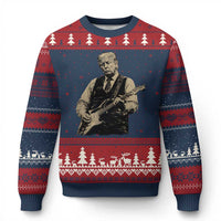 US Nation's Leader Playing Electic Rock Guitar Retro Vintage Ugly Christmas Sweater