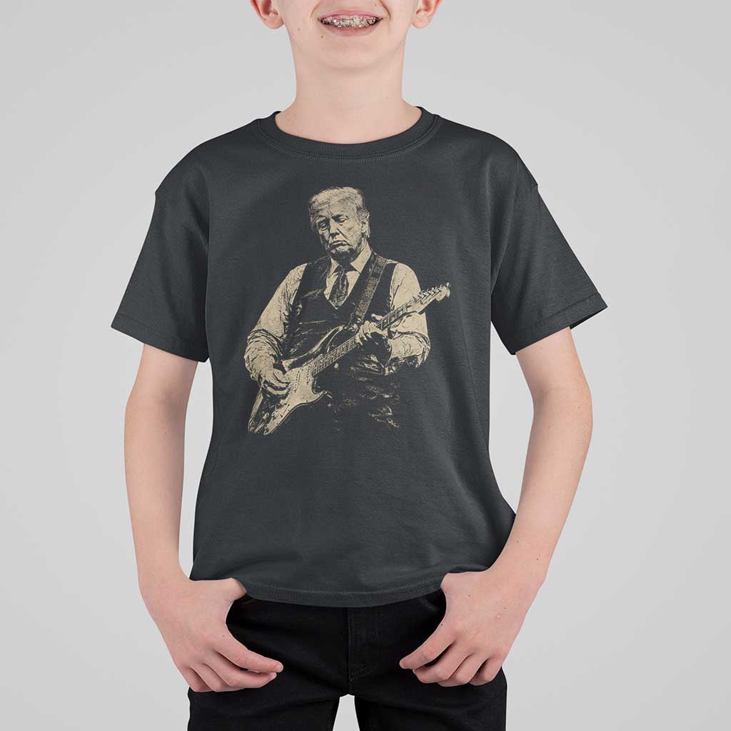 US Nation's Leader Playing Electic Rock Guitar Retro Vintage T Shirt For Kid