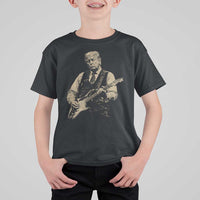 US Nation's Leader Playing Electic Rock Guitar Retro Vintage T Shirt For Kid