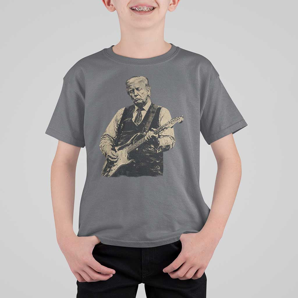 US Nation's Leader Playing Electic Rock Guitar Retro Vintage T Shirt For Kid