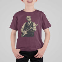 US Nation's Leader Playing Electic Rock Guitar Retro Vintage T Shirt For Kid