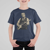 US Nation's Leader Playing Electic Rock Guitar Retro Vintage T Shirt For Kid