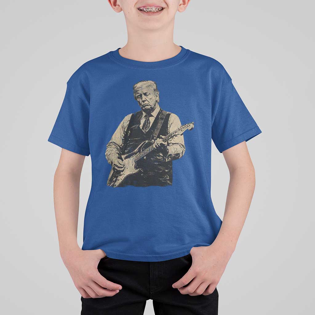 US Nation's Leader Playing Electic Rock Guitar Retro Vintage T Shirt For Kid
