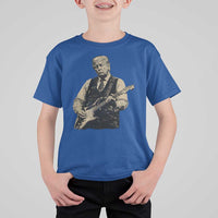 US Nation's Leader Playing Electic Rock Guitar Retro Vintage T Shirt For Kid