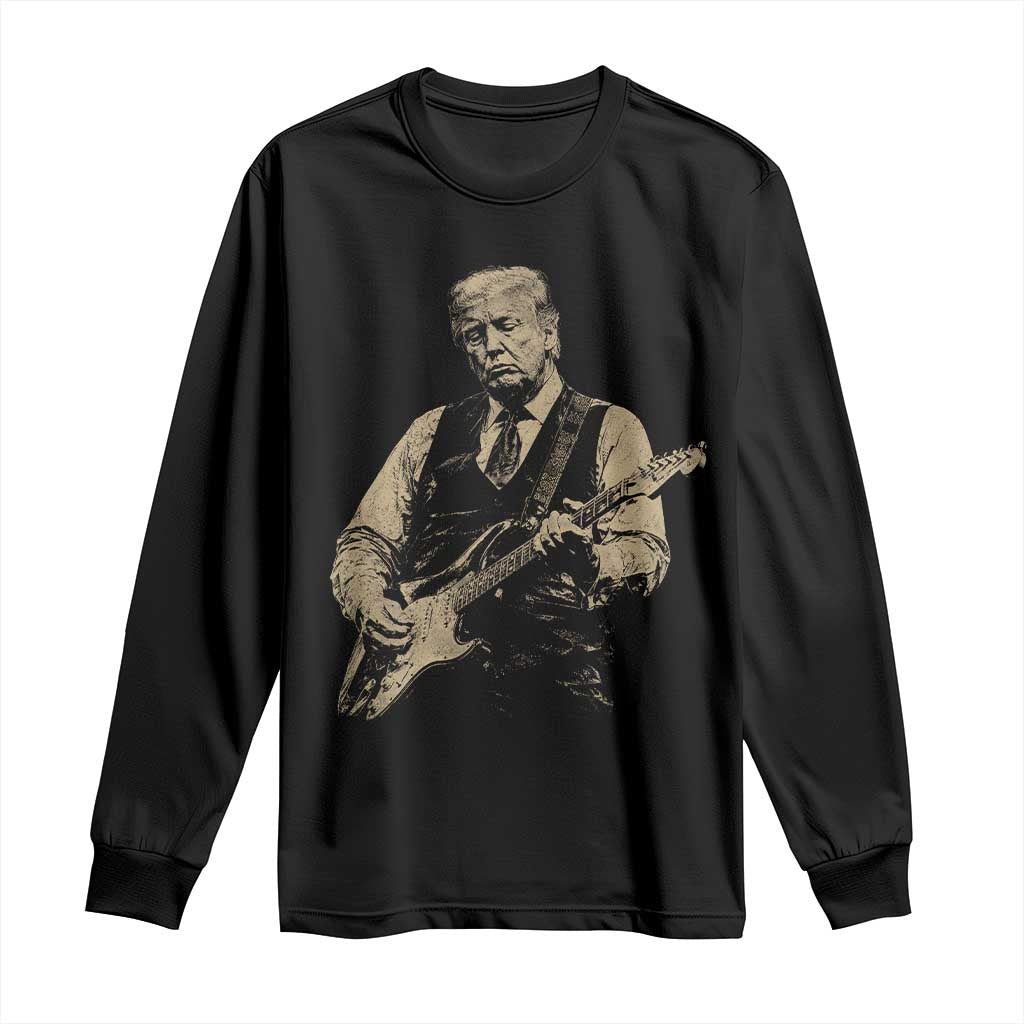 US Nation's Leader Playing Electic Rock Guitar Retro Vintage Long Sleeve Shirt