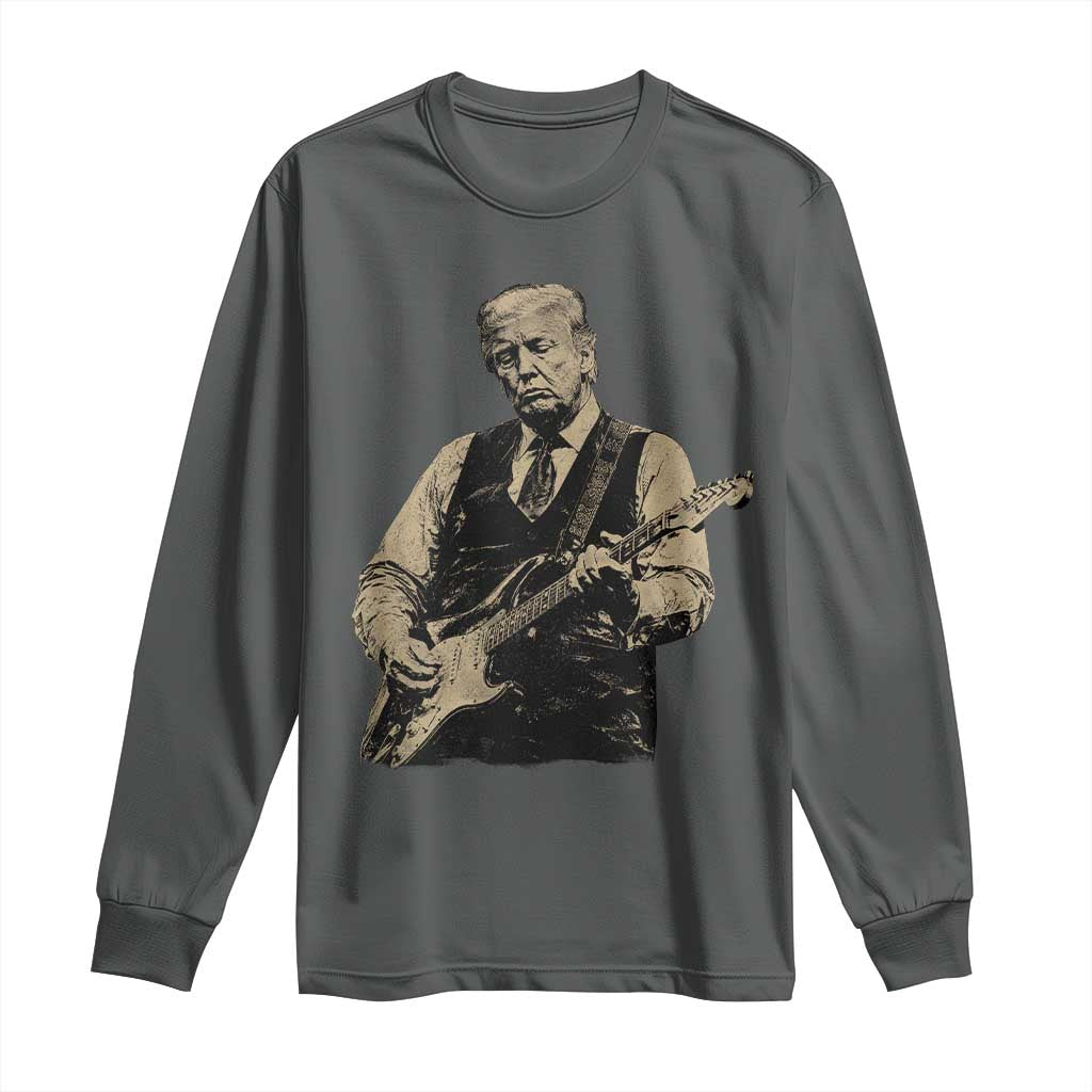 US Nation's Leader Playing Electic Rock Guitar Retro Vintage Long Sleeve Shirt