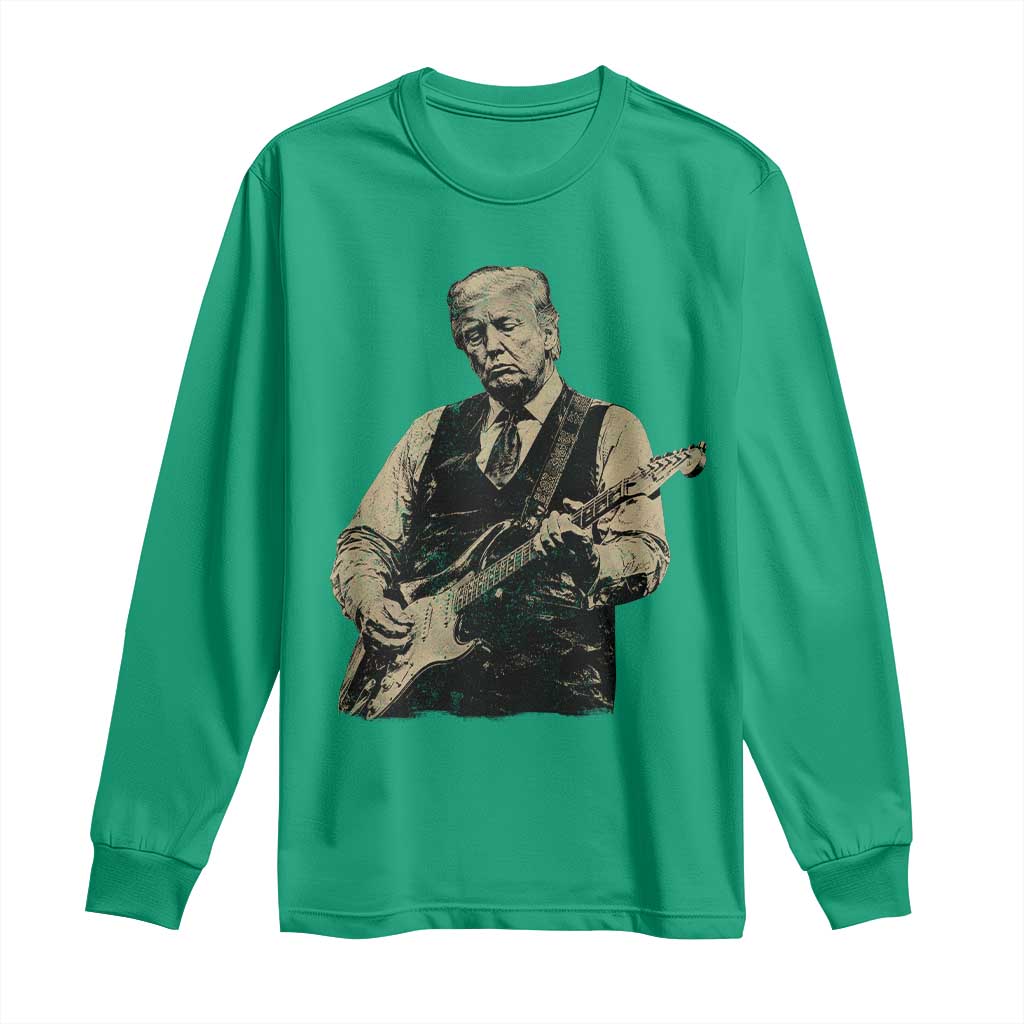 US Nation's Leader Playing Electic Rock Guitar Retro Vintage Long Sleeve Shirt