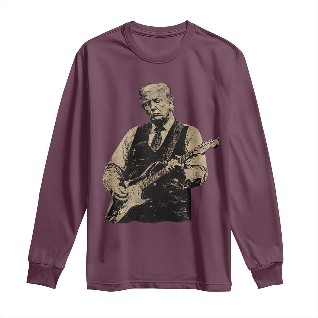 US Nation's Leader Playing Electic Rock Guitar Retro Vintage Long Sleeve Shirt