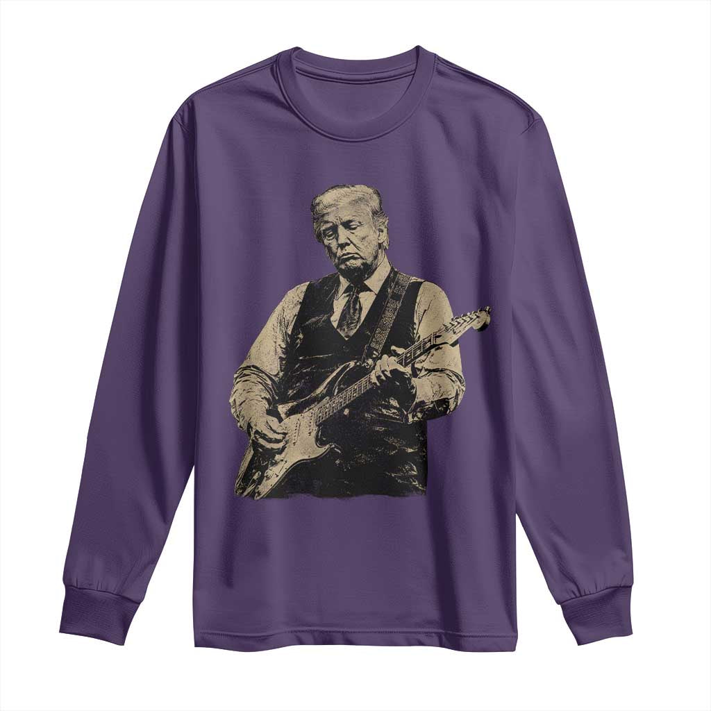 US Nation's Leader Playing Electic Rock Guitar Retro Vintage Long Sleeve Shirt