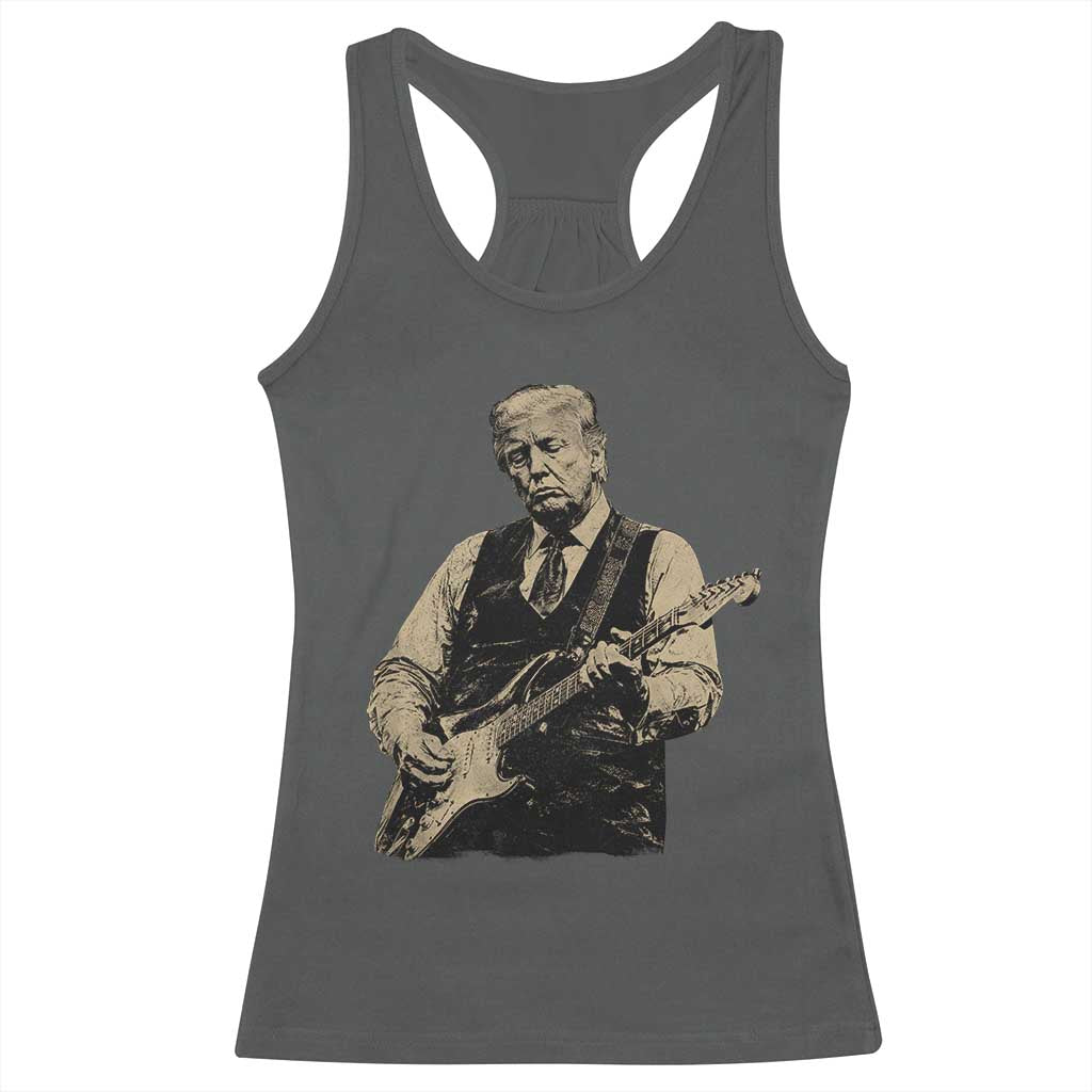 US Nation's Leader Playing Electic Rock Guitar Retro Vintage Racerback Tank Top