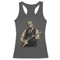 US Nation's Leader Playing Electic Rock Guitar Retro Vintage Racerback Tank Top