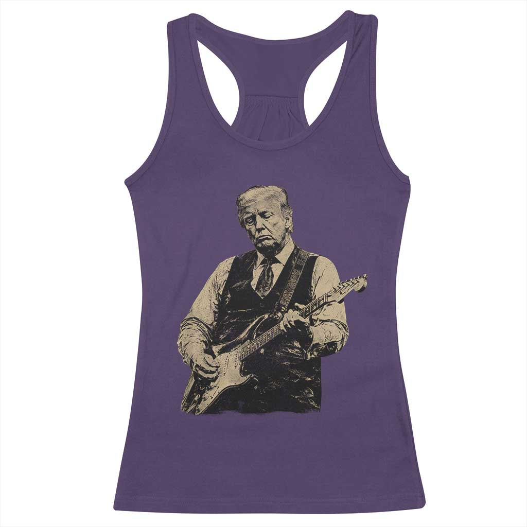 US Nation's Leader Playing Electic Rock Guitar Retro Vintage Racerback Tank Top