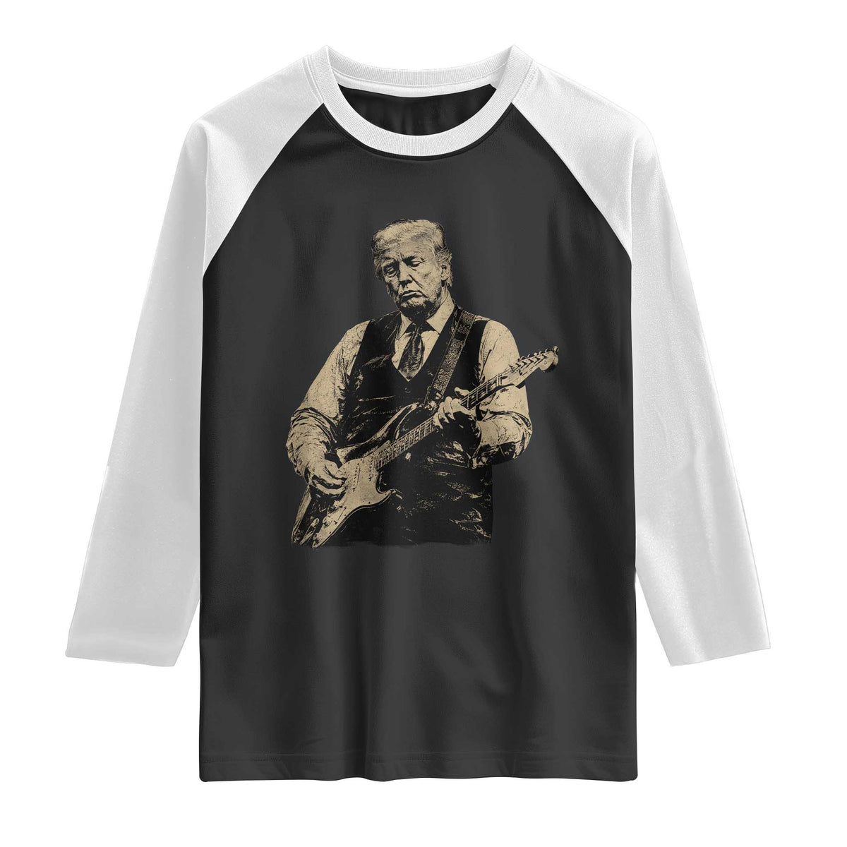 US Nation's Leader Playing Electic Rock Guitar Retro Vintage Raglan Shirt