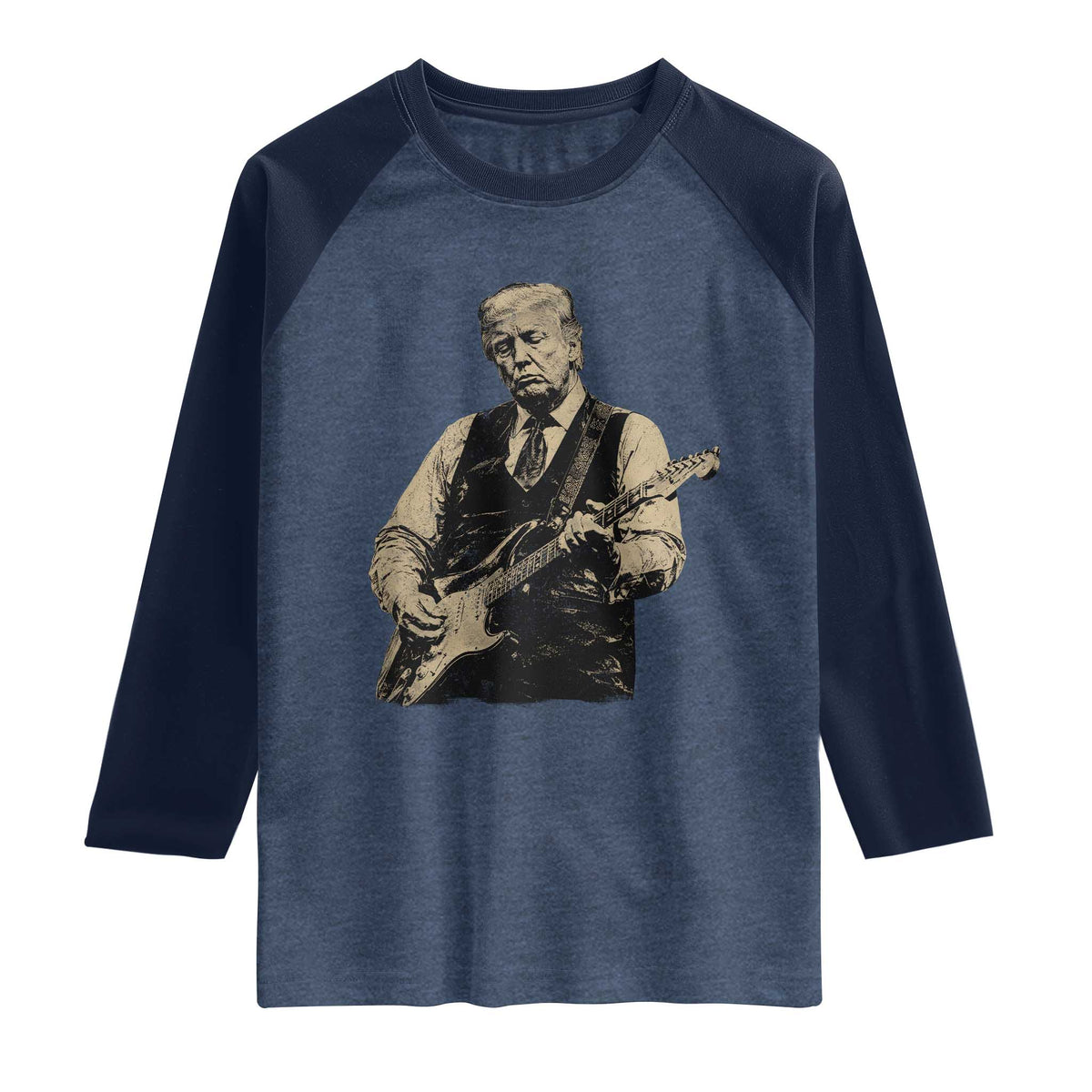 US Nation's Leader Playing Electic Rock Guitar Retro Vintage Raglan Shirt
