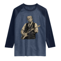 US Nation's Leader Playing Electic Rock Guitar Retro Vintage Raglan Shirt