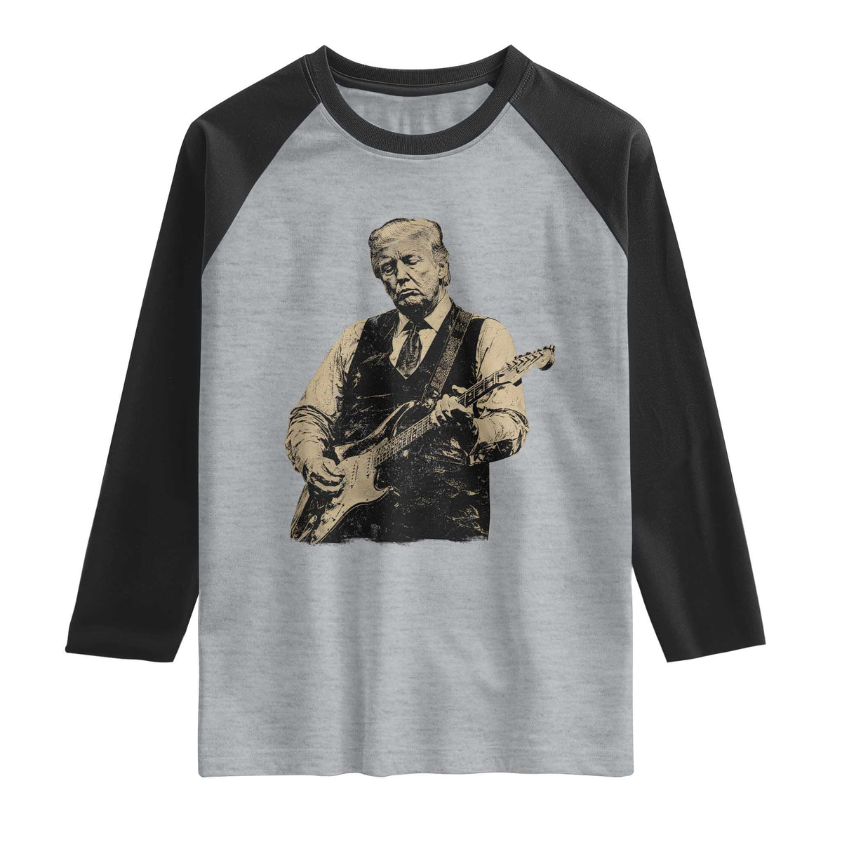 US Nation's Leader Playing Electic Rock Guitar Retro Vintage Raglan Shirt