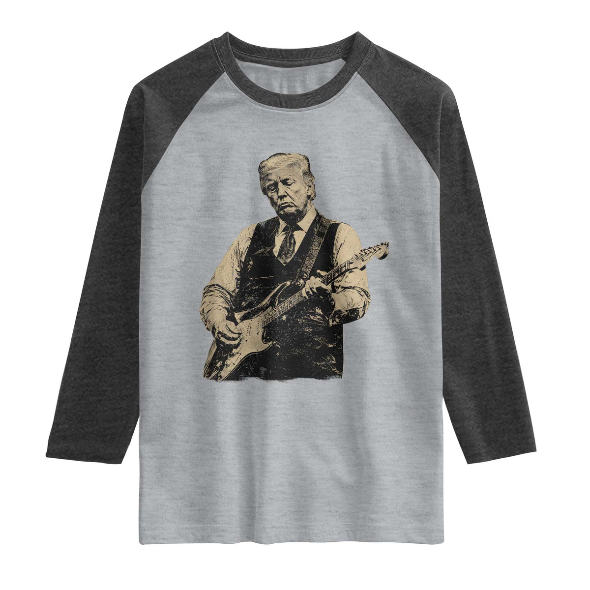 US Nation's Leader Playing Electic Rock Guitar Retro Vintage Raglan Shirt
