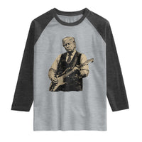US Nation's Leader Playing Electic Rock Guitar Retro Vintage Raglan Shirt