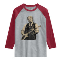 US Nation's Leader Playing Electic Rock Guitar Retro Vintage Raglan Shirt