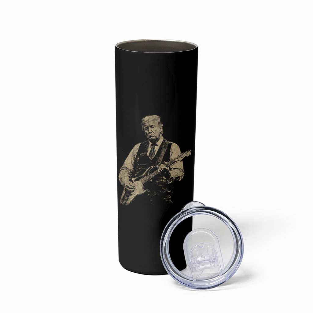 US Nation's Leader Playing Electic Rock Guitar Retro Vintage Skinny Tumbler