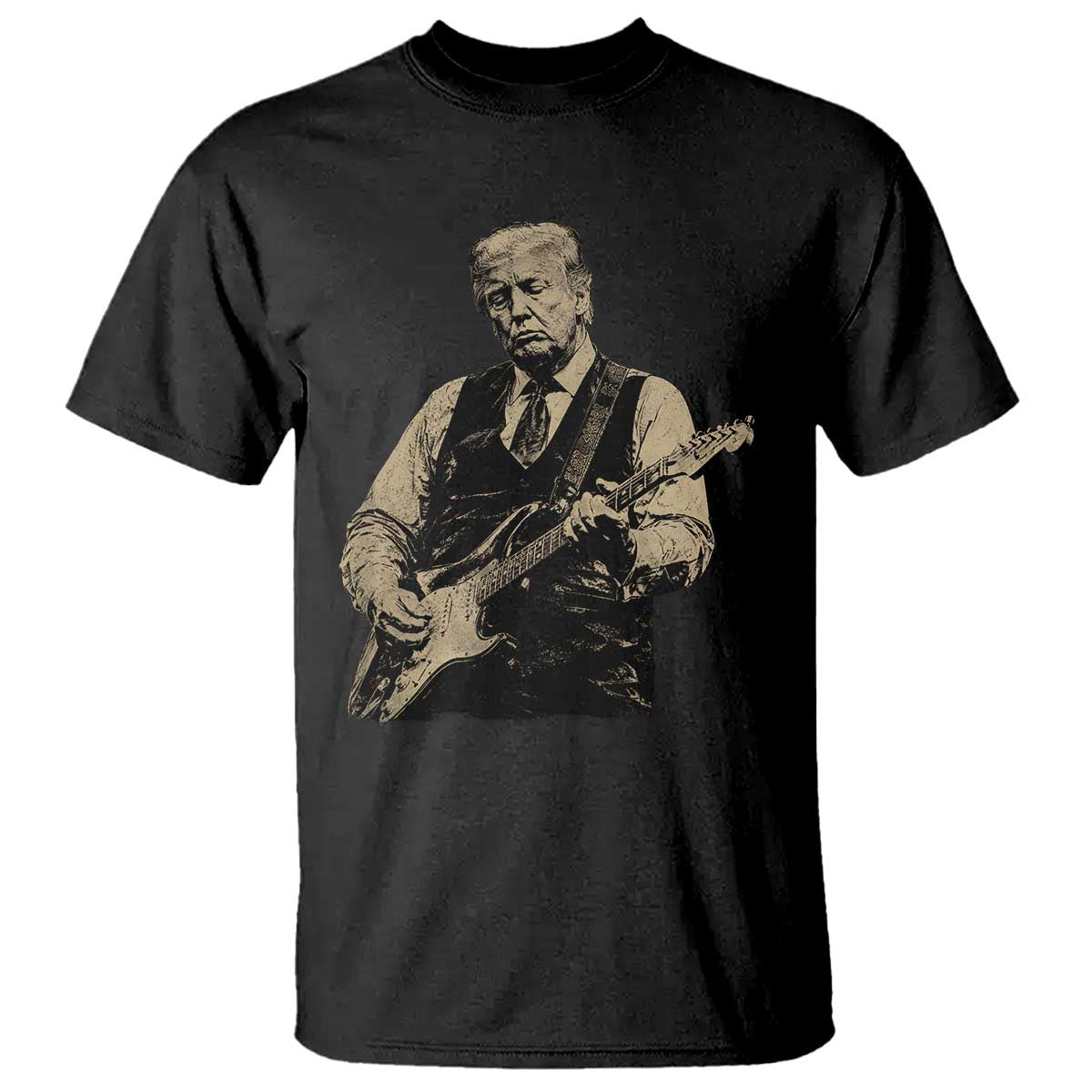 US Nation's Leader Playing Electic Rock Guitar Retro Vintage T Shirt