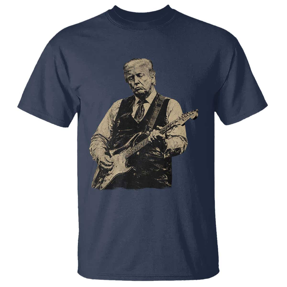 US Nation's Leader Playing Electic Rock Guitar Retro Vintage T Shirt