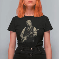 US Nation's Leader Playing Electic Rock Guitar Retro Vintage T Shirt For Women