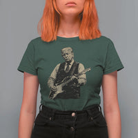 US Nation's Leader Playing Electic Rock Guitar Retro Vintage T Shirt For Women