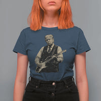 US Nation's Leader Playing Electic Rock Guitar Retro Vintage T Shirt For Women