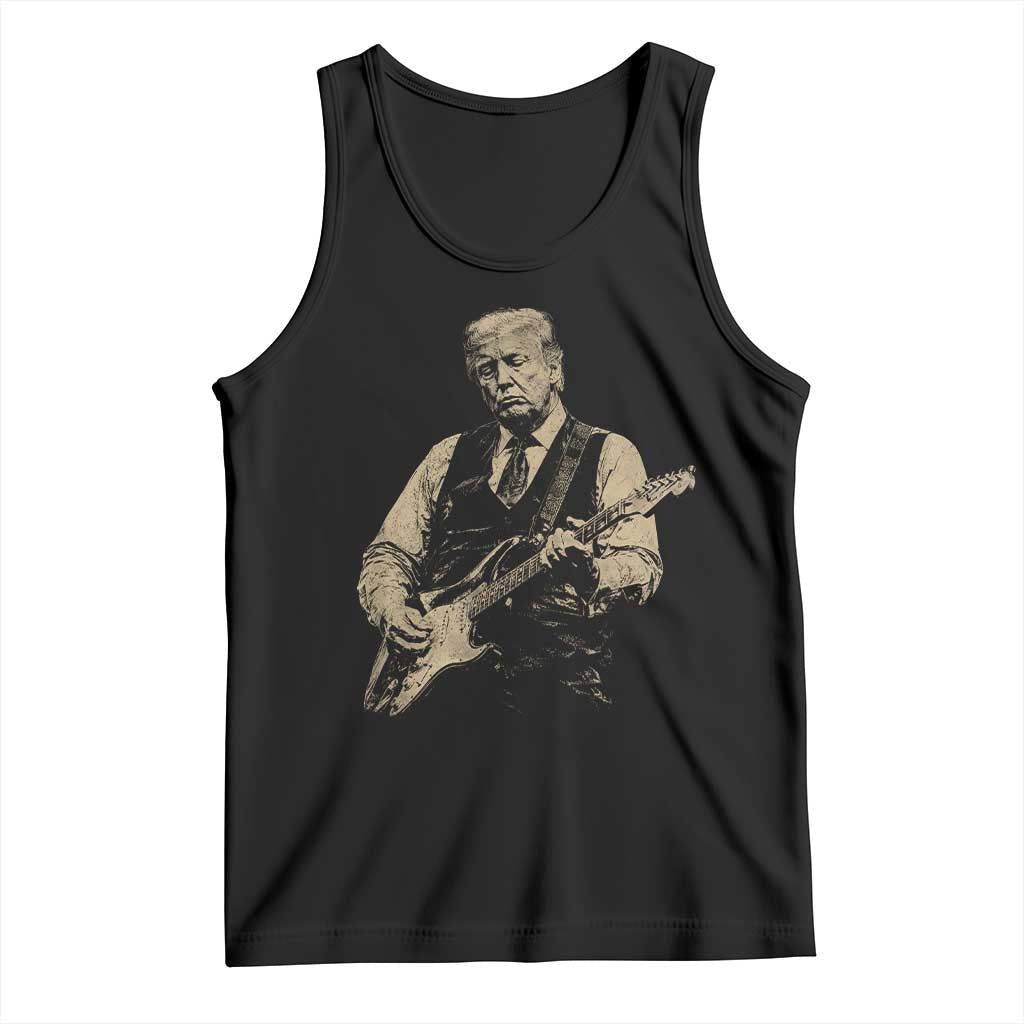 US Nation's Leader Playing Electic Rock Guitar Retro Vintage Tank Top