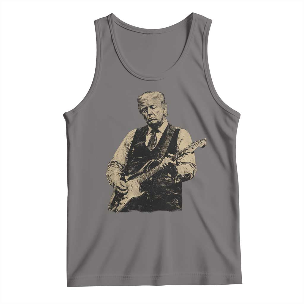 US Nation's Leader Playing Electic Rock Guitar Retro Vintage Tank Top