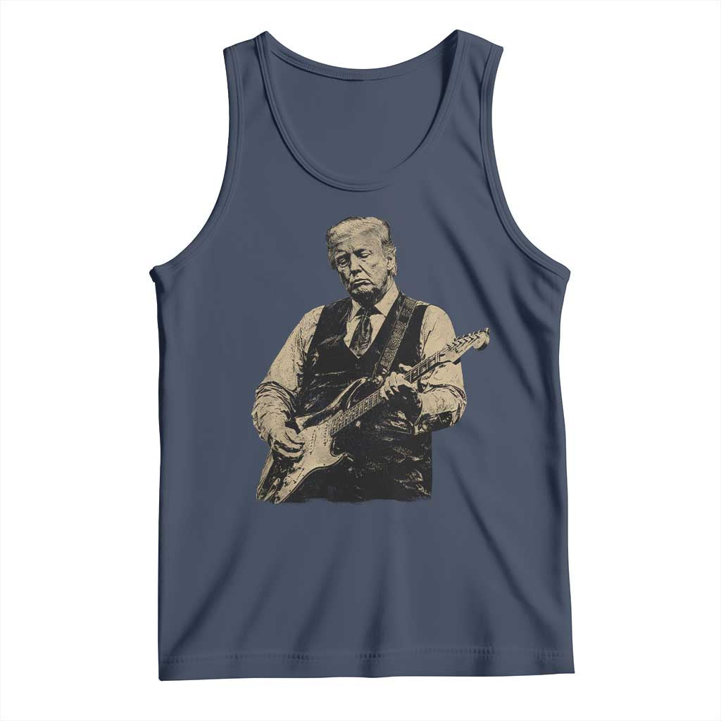 US Nation's Leader Playing Electic Rock Guitar Retro Vintage Tank Top