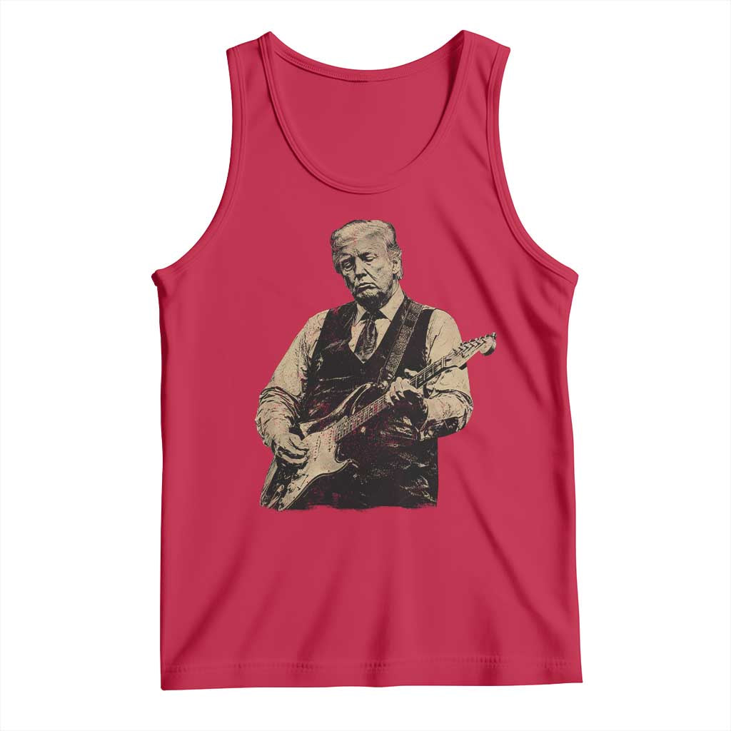 US Nation's Leader Playing Electic Rock Guitar Retro Vintage Tank Top