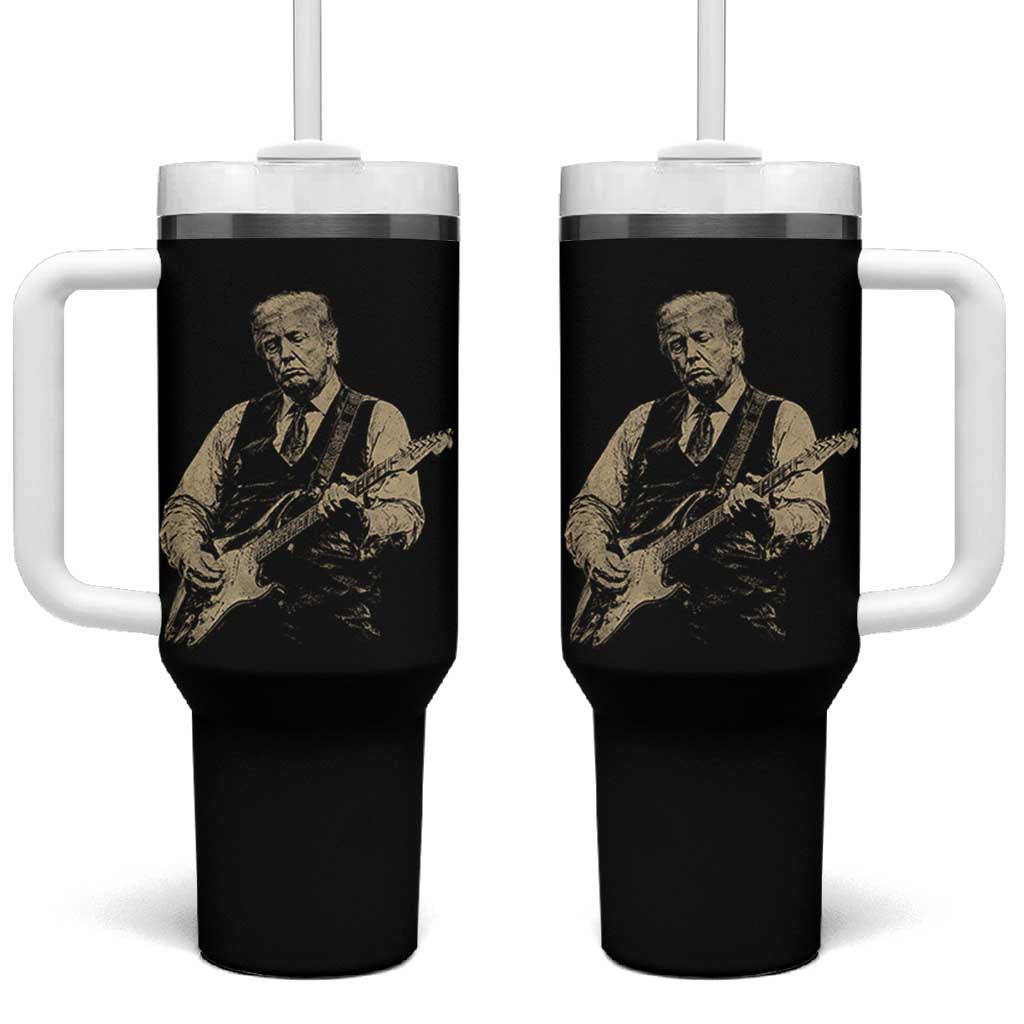 US Nation's Leader Playing Electic Rock Guitar Retro Vintage Tumbler With Handle