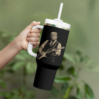 US Nation's Leader Playing Electic Rock Guitar Retro Vintage Tumbler With Handle