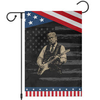 US Nation's Leader Playing Electic Rock Guitar Retro Vintage Patriotic Garden Flag