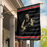 US Nation's Leader Playing Electic Rock Guitar Retro Vintage Patriotic Garden Flag
