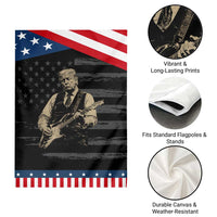 US Nation's Leader Playing Electic Rock Guitar Retro Vintage Patriotic Garden Flag